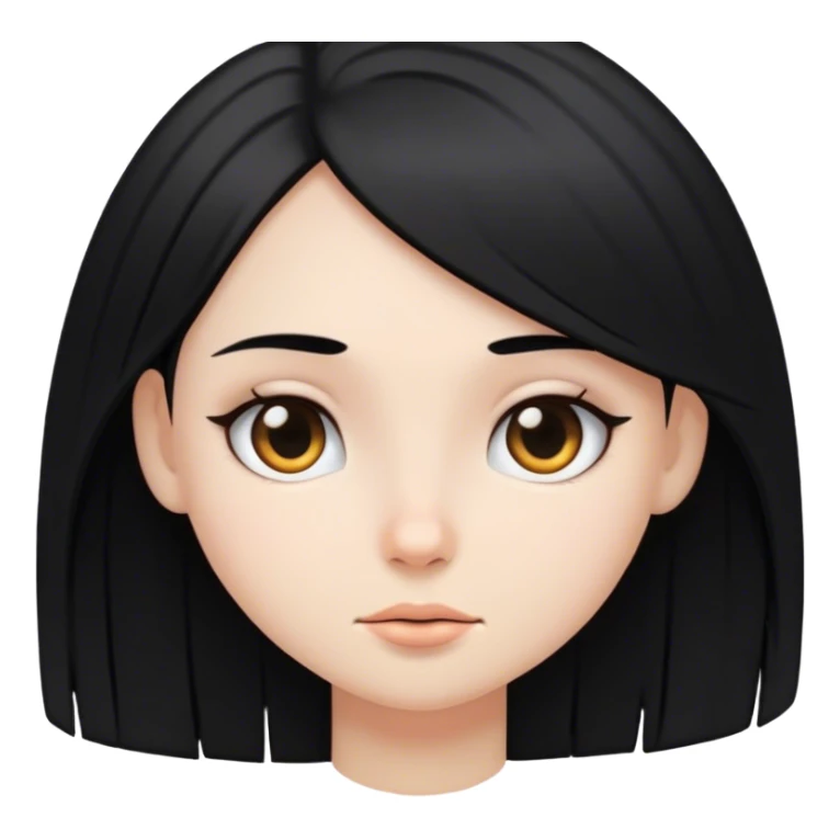 White girl with black straight hair down sticker