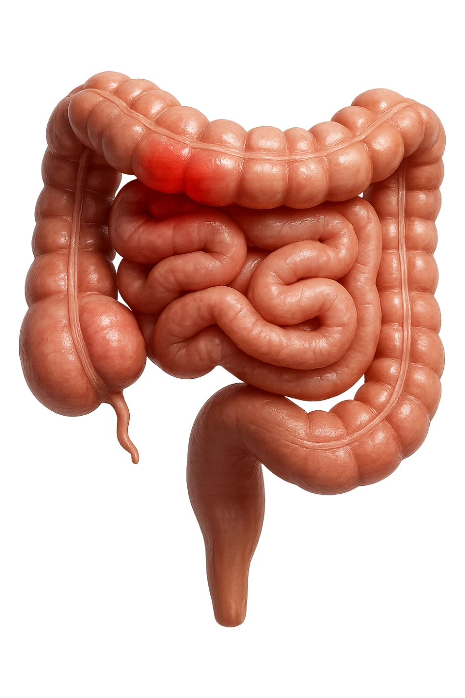 intestino anatomico realistico con red spot di infiammazione, IPERREALISTICO 4K sticker