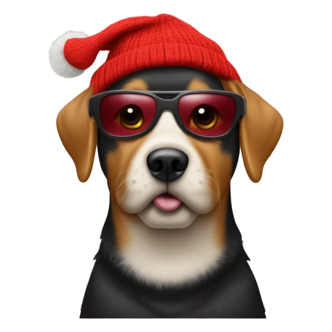 Dog with red beanie and sunglasses sticker
