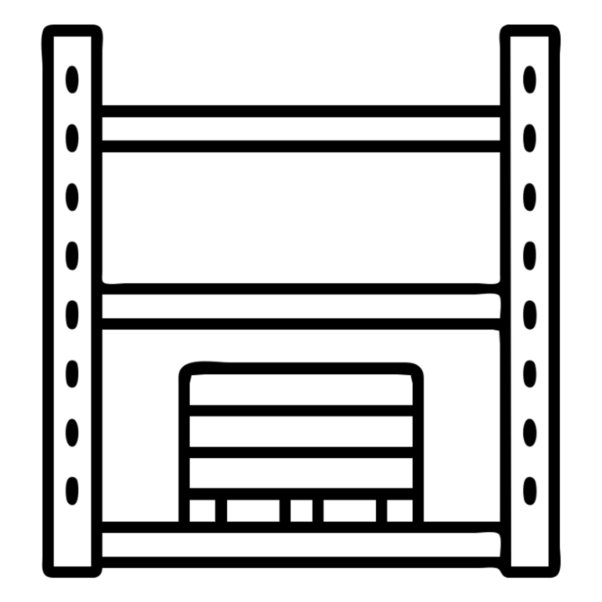 industrial pallet rack, white and black, minimalistic sticker