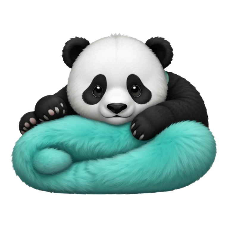make a cute DARK GREEN PANDA with some furry cyan pjs laying down sticker