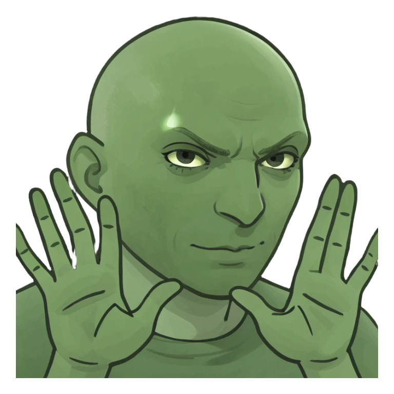 A bald person doing this 🤷🏻‍♂️ and 6 upper one hand and 7 upper the other hand sticker