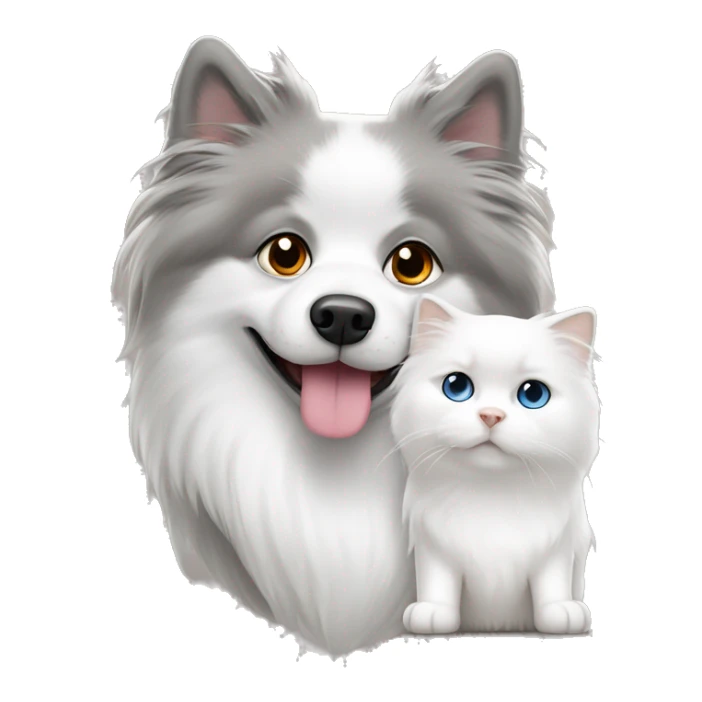 Japanese spitz and white and grey ragdoll sticker