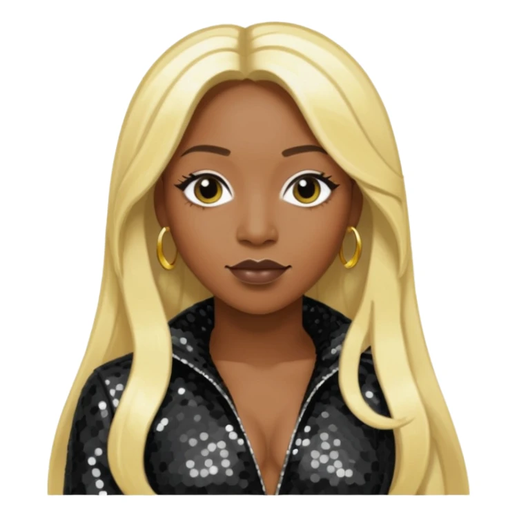 Lelee from SWV with long blonde hair, black sequin outfit sticker