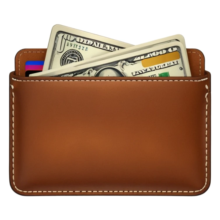 portefeuille marron avec billet et carte bancaire sticker