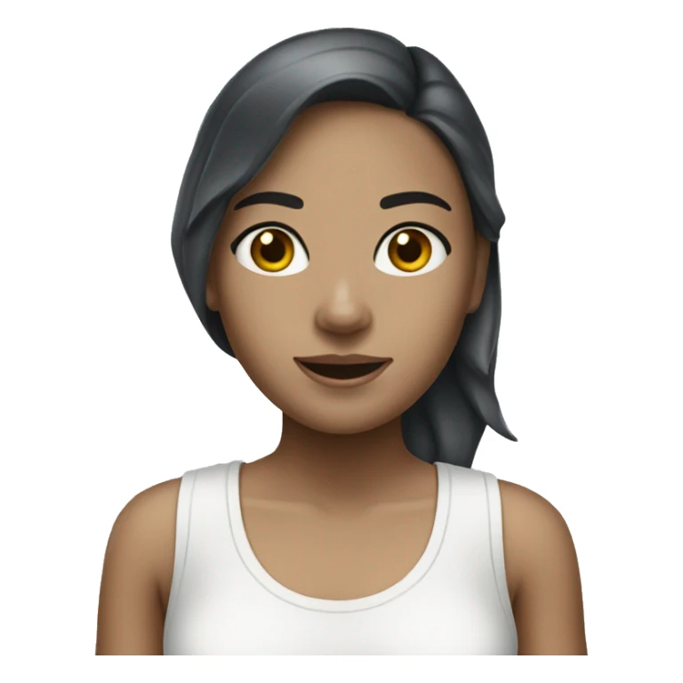 White brunette girl with shark sticker