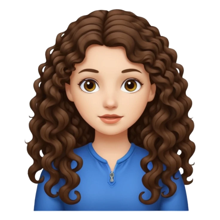 Brunette Long Curly white girl sticker