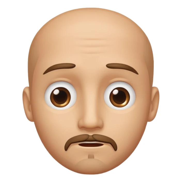face with a goatee, eyes looking up, thinking pose, classic emoji style sticker