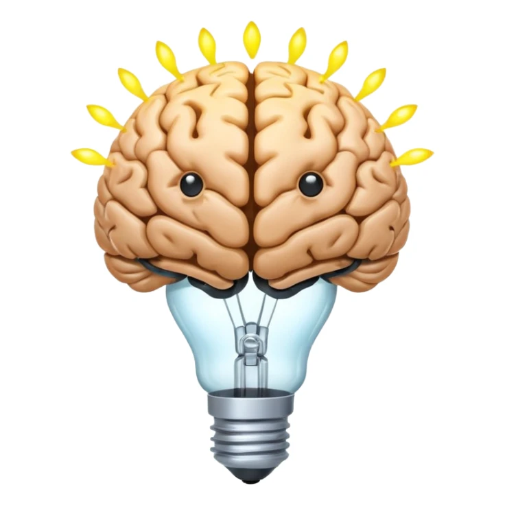 brain with a glowing lightbulb and no filter sign, representing uncensored AI sticker