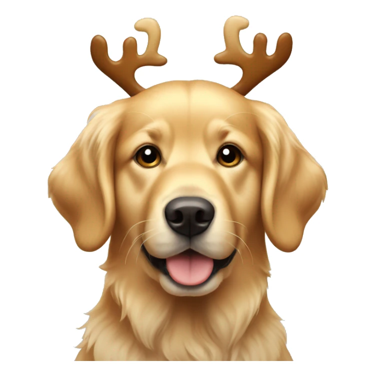 Golden retriever with reindeer headband sticker