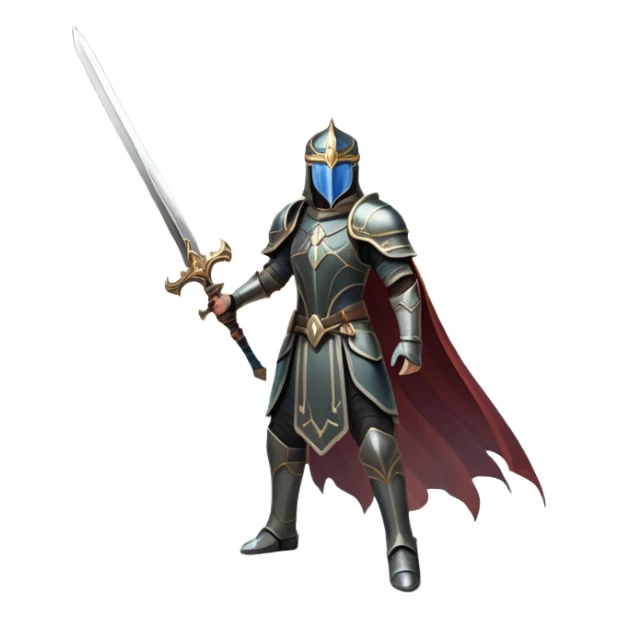 An icon featuring a hero with a closed visor, standing in a majestic, mystical landscape, inspired by RPGs like Elden Ring. The design includes a stunning, ethereal background with towering castles and distant mountains, symbolizing the adventure and mystery. Transparent background sticker