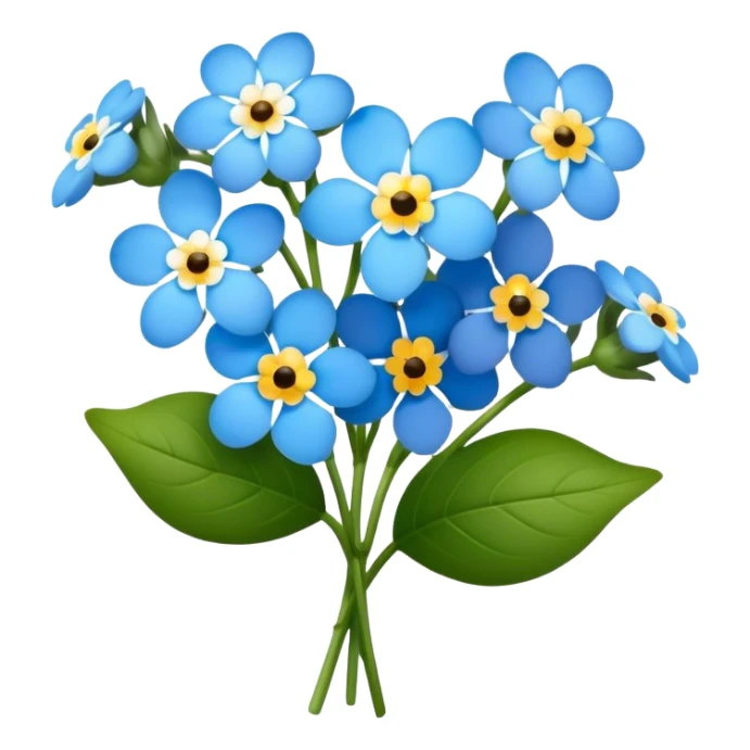 luxuriant, big bouquet Forget-Me-Not flower, stem, leaf sticker