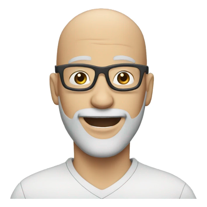 bald guy with blue eyes glasses and a grey beard jumping around sticker