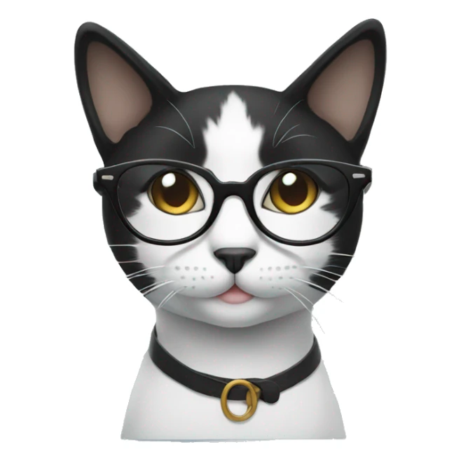 Black and white cute Cat wearing glasses sticker