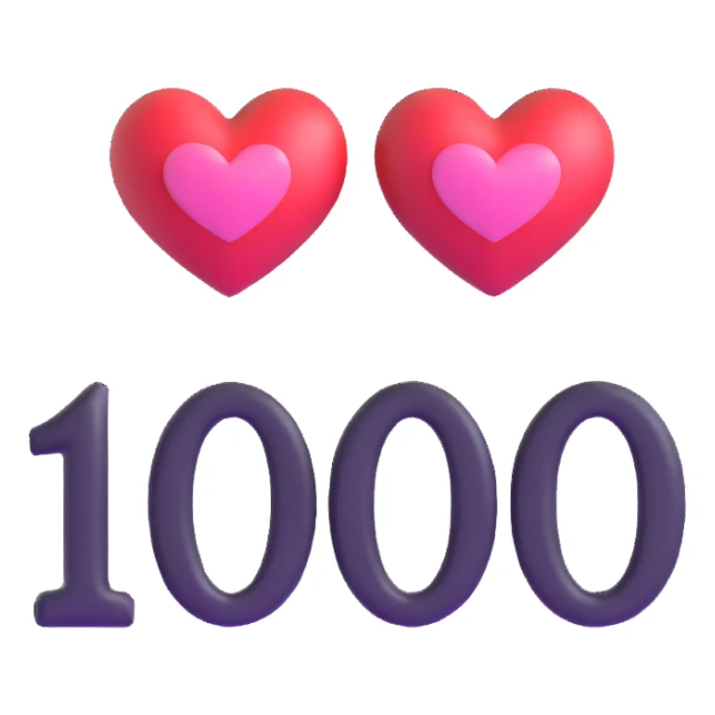 the number '100' with two hearts, one on each side sticker