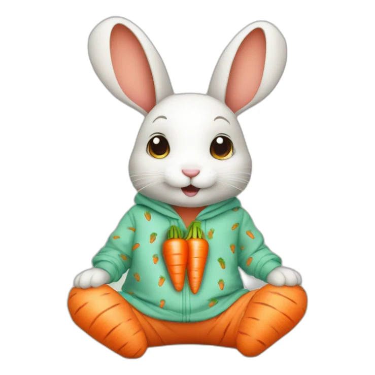 cute rabbit dressed with carrots printed on his pajamas sticker