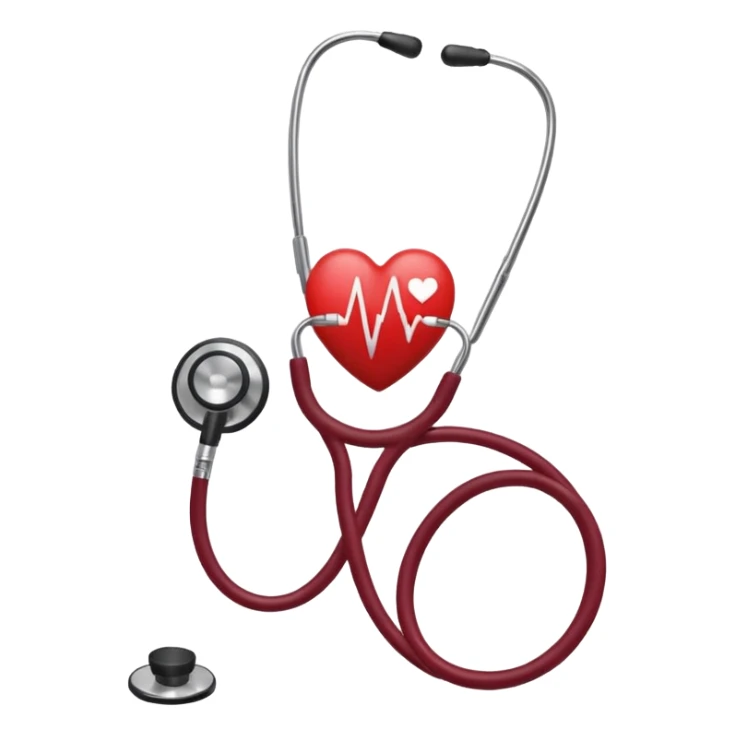 Stethoscope heart with heartbeat Burgundy sticker