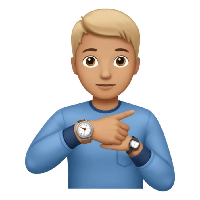 This emoji 👈 but with a sleeve and a watch sticker