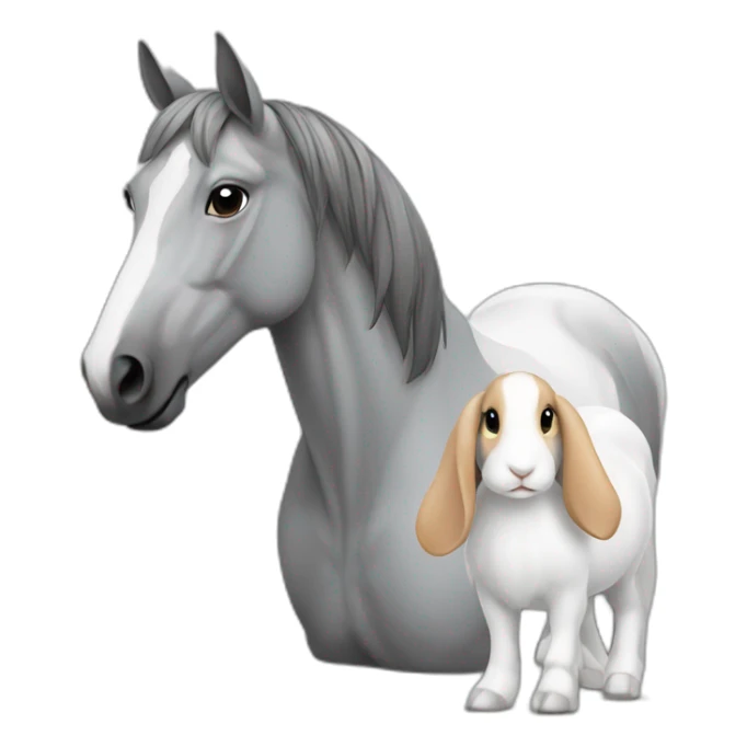 A horse with a rabbit grey and White  sticker