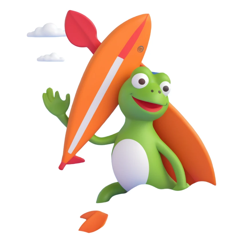 Pepe prie jūros 3D baltu fonu sticker