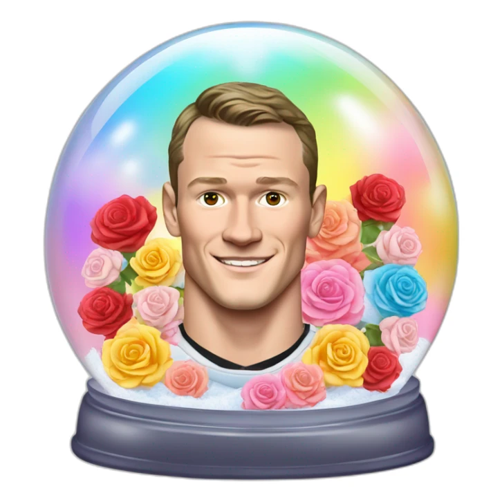 Jonathan Toews inside a rainbow snow globe with pastel roses sticker