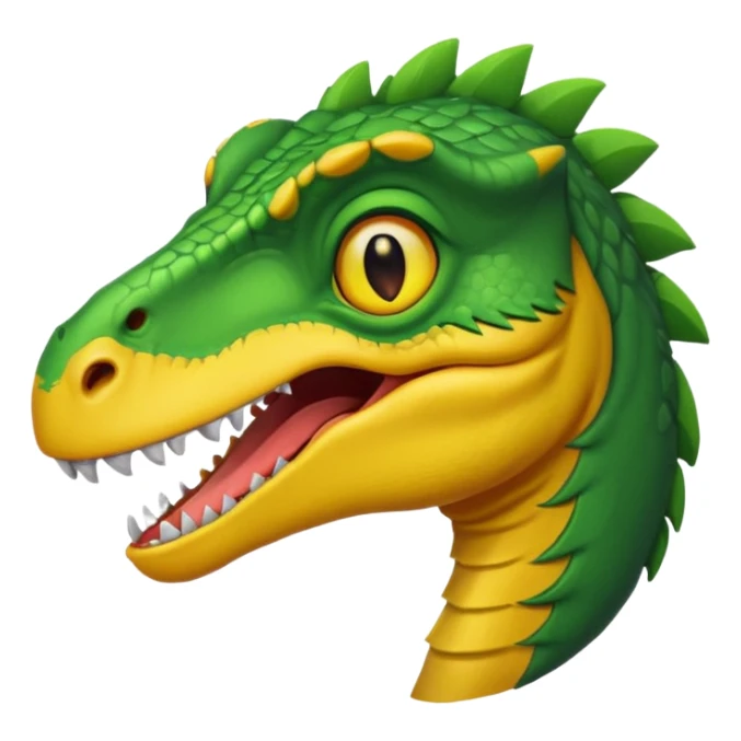 cartoon style velociraptor head, smiling, bright colors emoji sticker