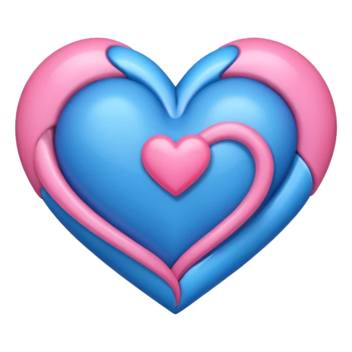 A blue heart and pink heart mixed together  sticker