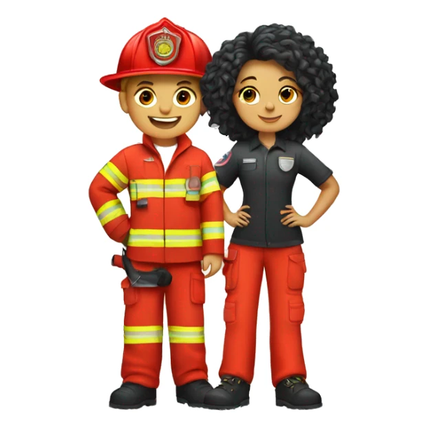 Firefighter boy and hairstylist girl  sticker