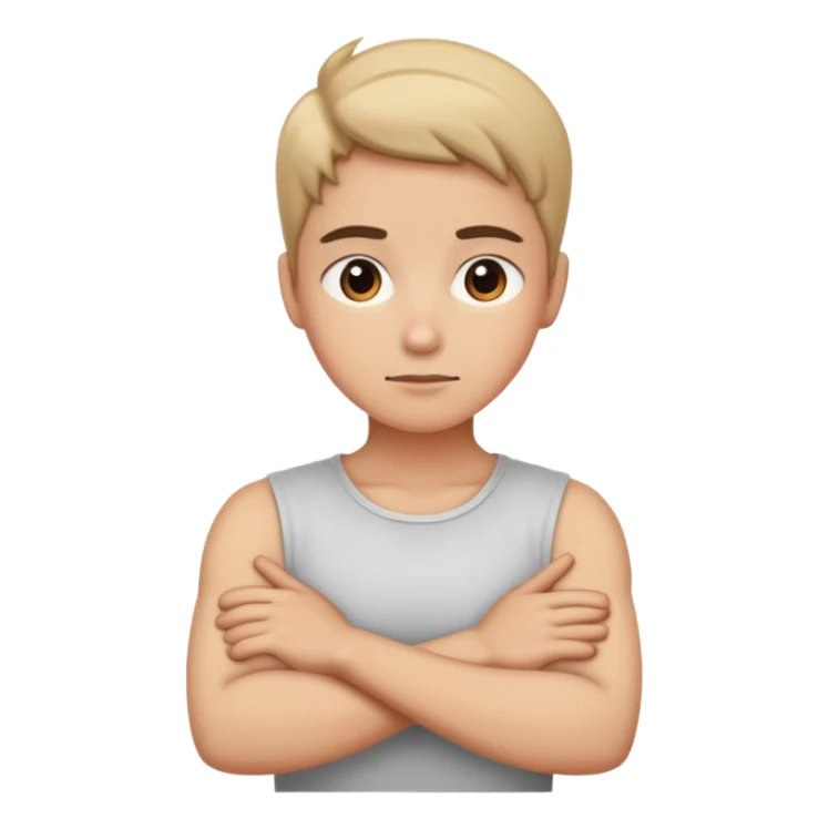 Person with arms crossed over neck sticker