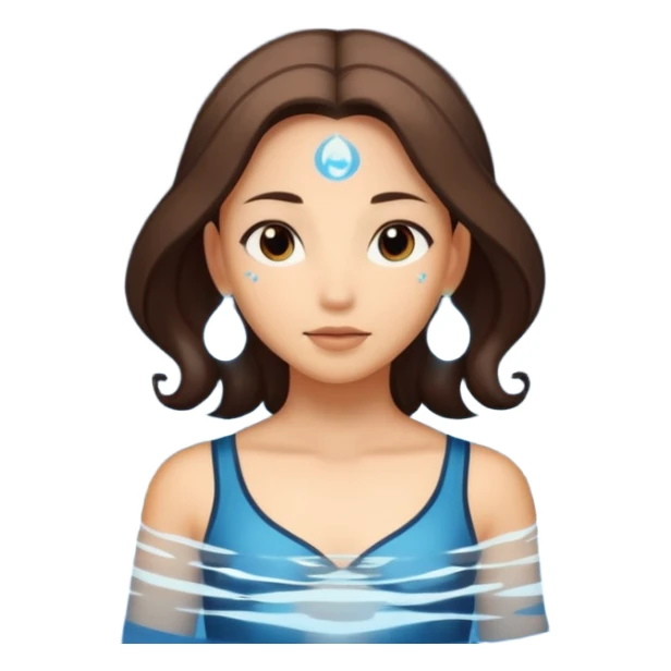 Katara surrounded by water orbs and glowing stars  sticker