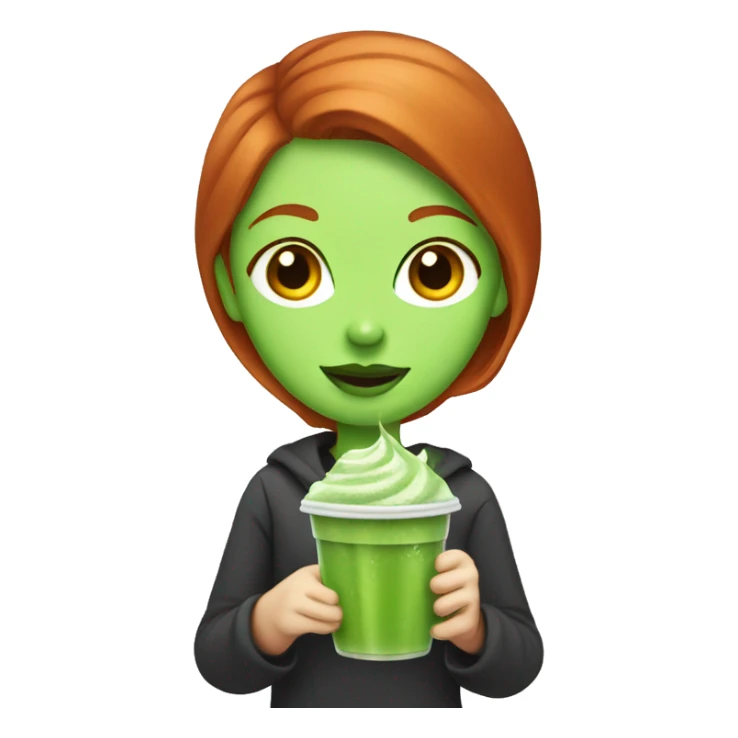 Redhead girl holding iced matcha sticker