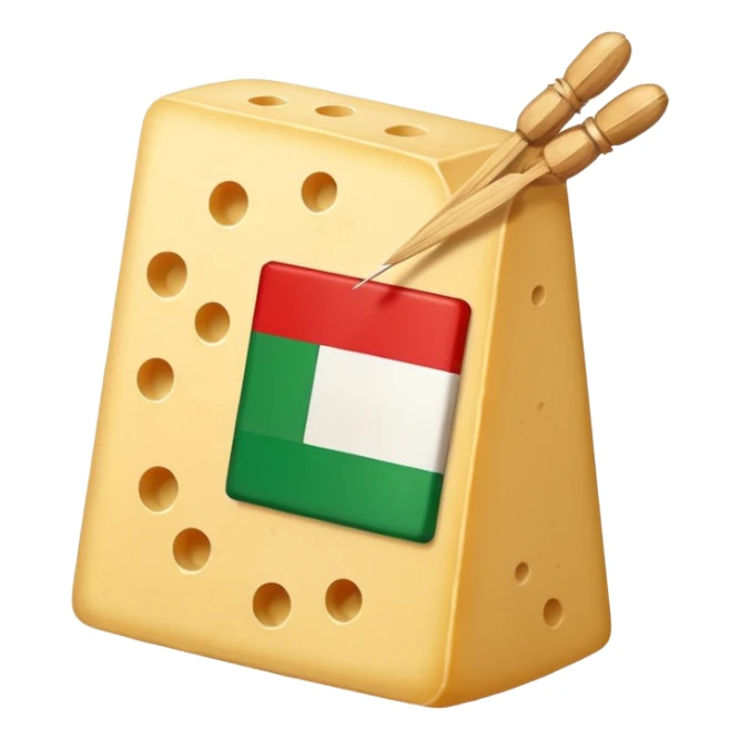 Parmigiano block with Italian flag stuck into it sticker