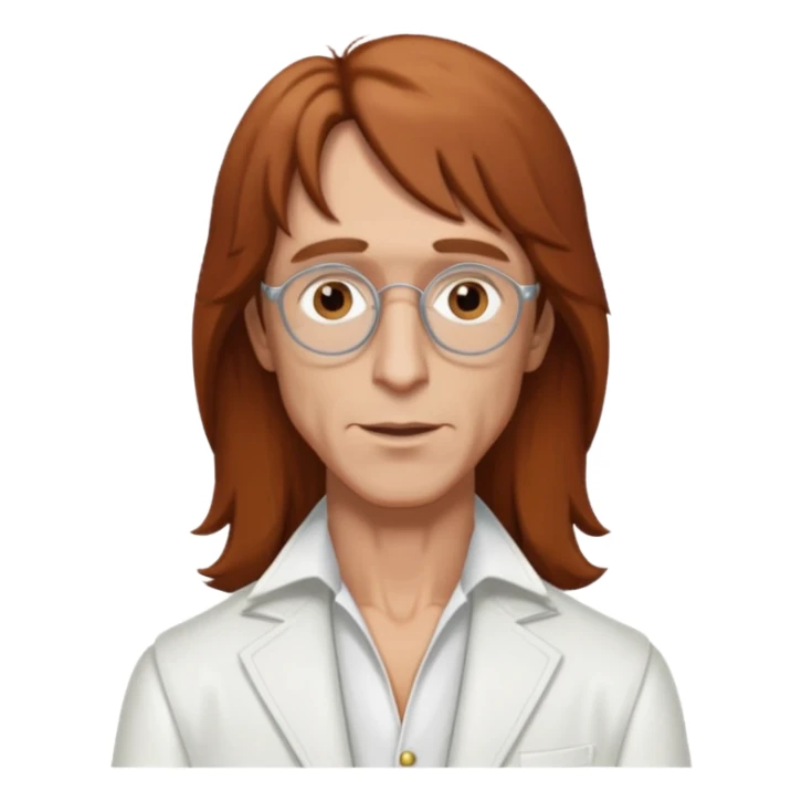 Robin Gibb brown eyes, long auburn hair, white outfit sticker