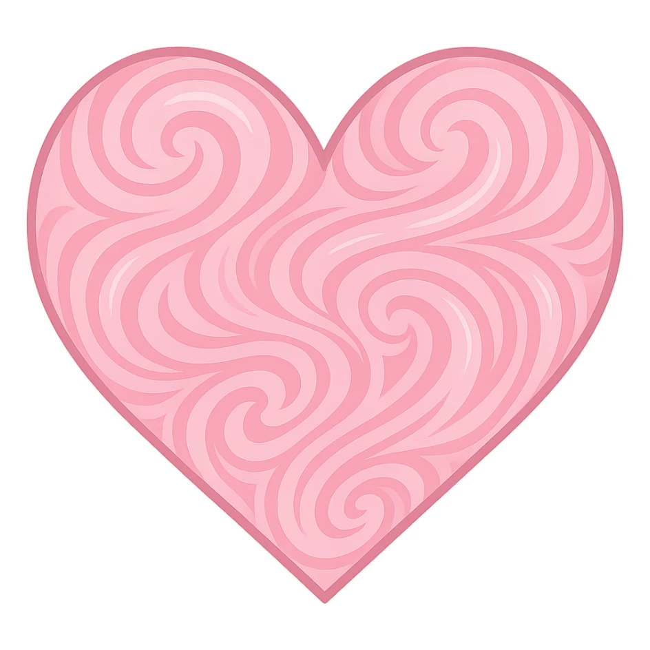 heart with a swirling bubblegum pink pattern, digital illustration, no background sticker