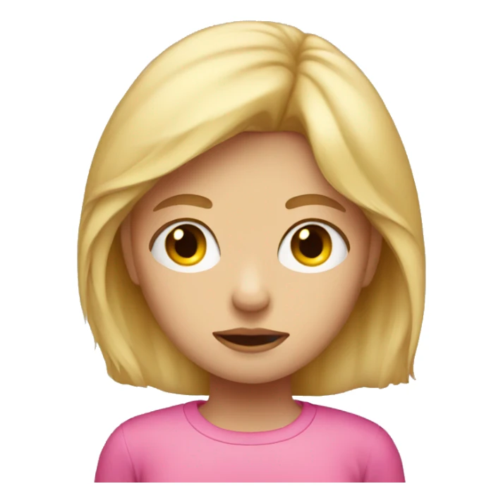 Sad blonde girl wearing pink sticker