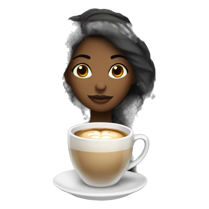 Black hair girl in with a blanket and a latté coffe sticker