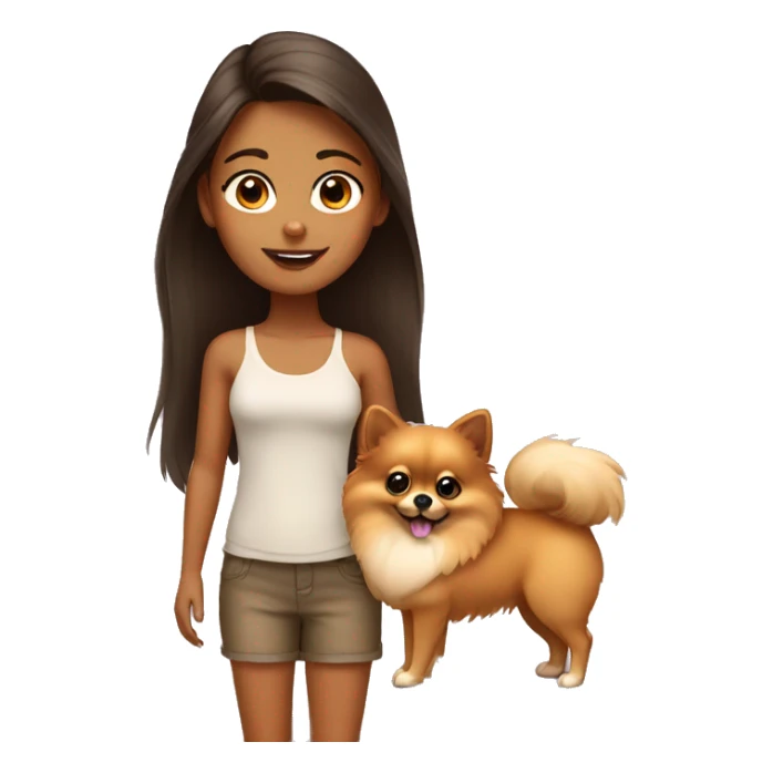 Young tanned girl with Pomeranian sticker