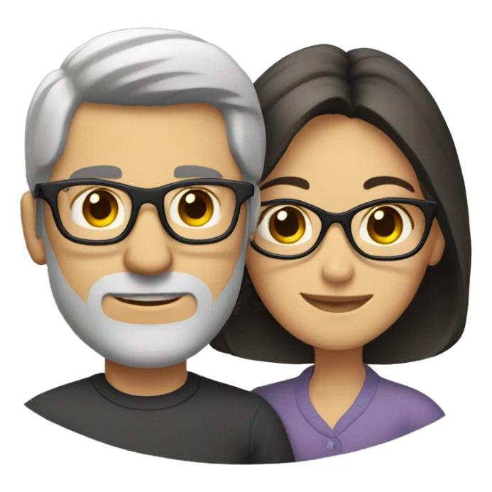 Caucasian couple with dark hair and glasses sticker