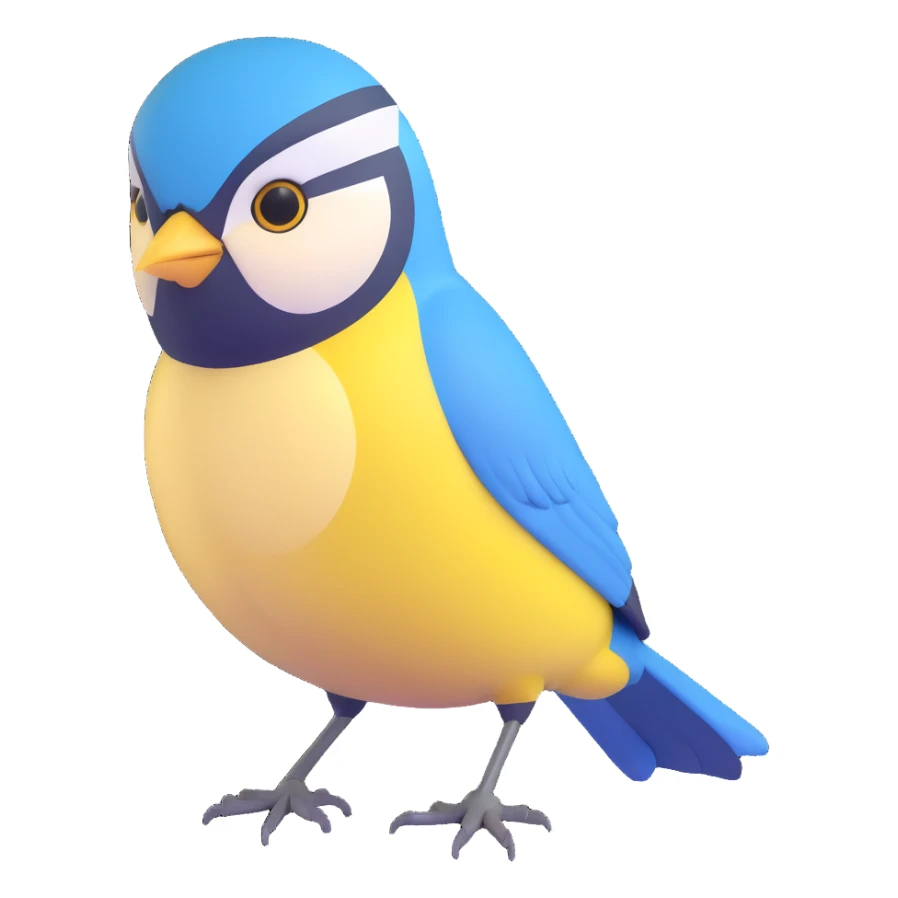 Eurasian blue tit bird with yellow chest and blue head sticker