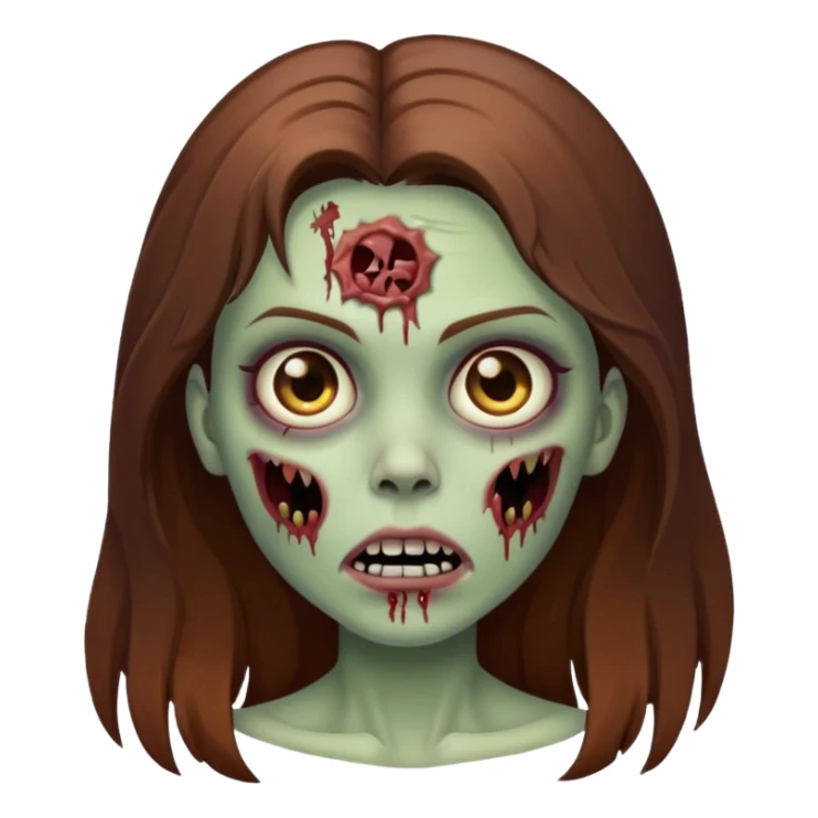 girl zombie with long brown hair sticker