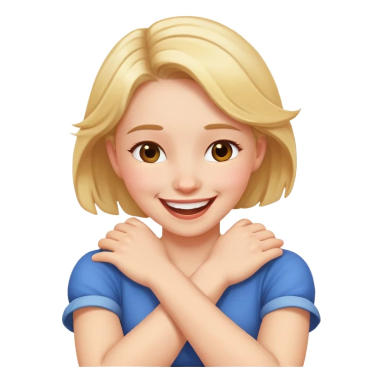 arms crossed holding neck laughing girl  sticker