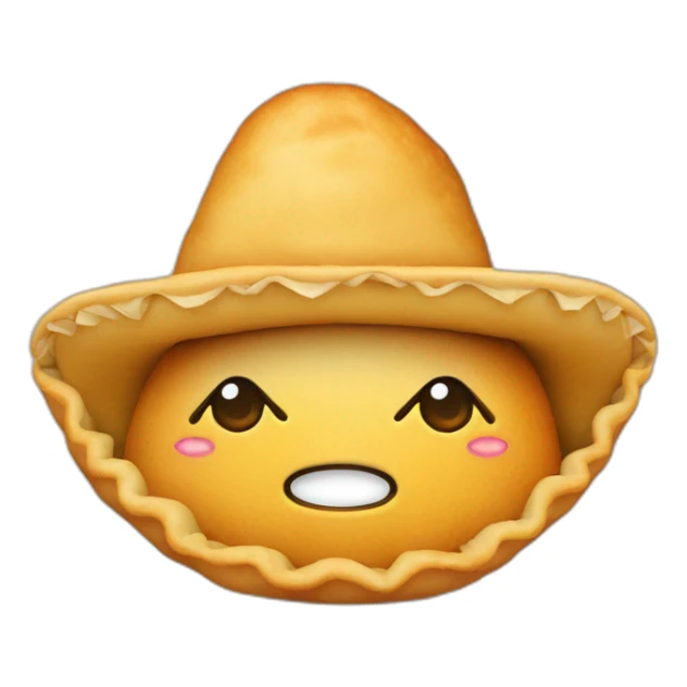 Empanada con ojos manos y pies con un sombrero sticker