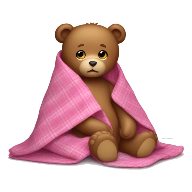 teddy bear in a pink plaid blanket  sticker
