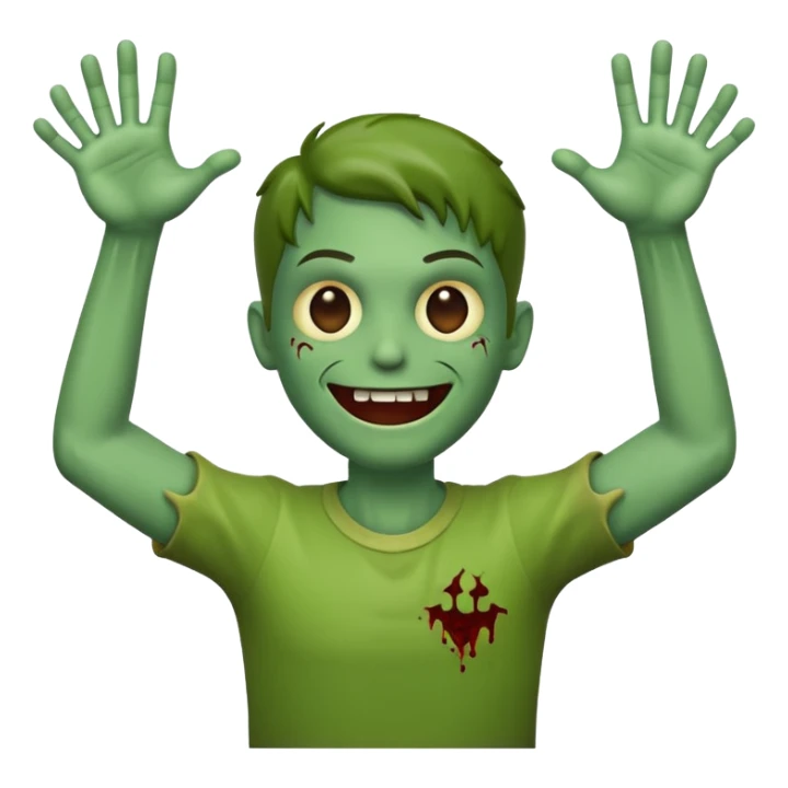 zombie emoji, classic green skin, arms outstretched sticker