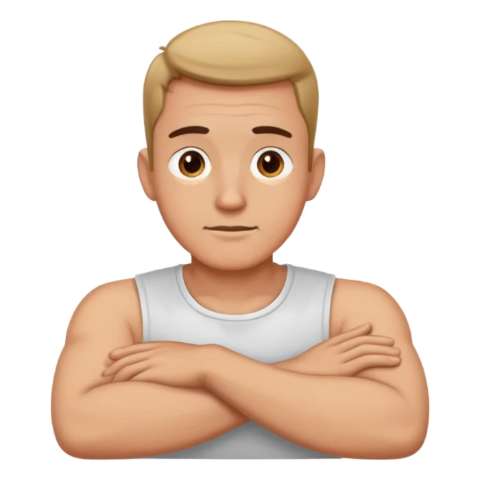 man with his hands on his neck and his arms crossed sticker