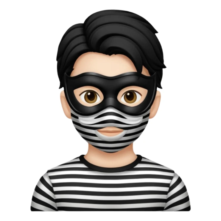 burglar with mask and black white stripe clothes sticker