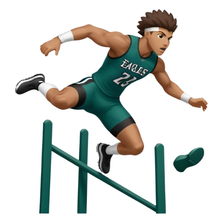 Saqoun Barkley hurdle over a person but on the eagles sticker