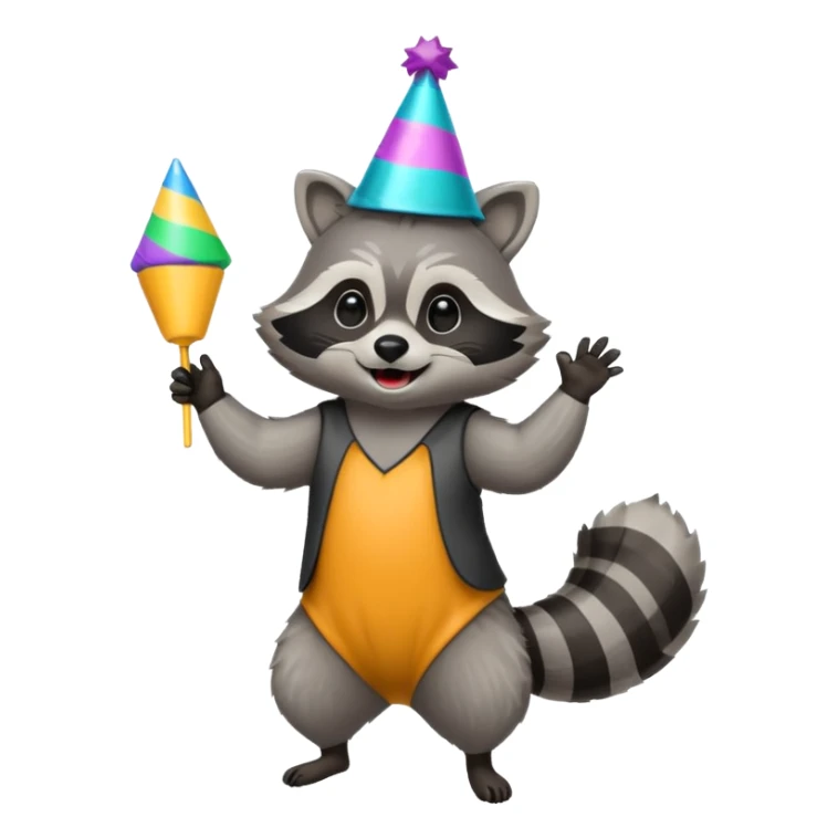 a full body raccoon celebrating / dancing  sticker