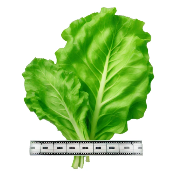 lettuce leaf next to film reel sticker