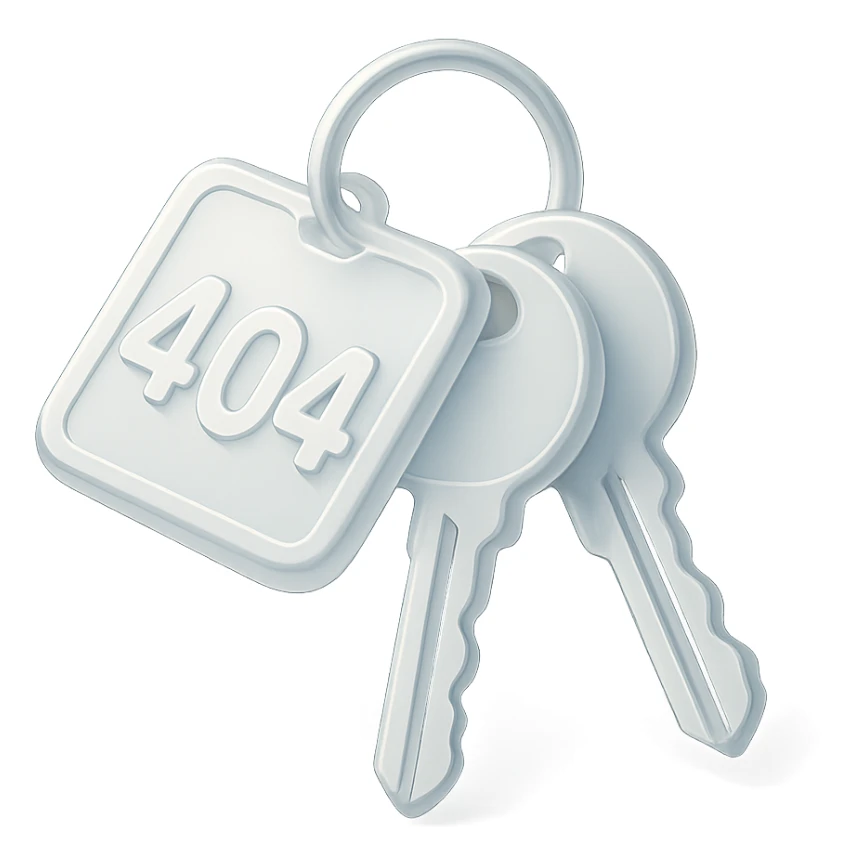 A set of 3D rendered car keys with a distinctive key fob displaying "404" - suggesting you can't start/access what you're looking for, but EuroHub has the keys to help you find the right page. sticker